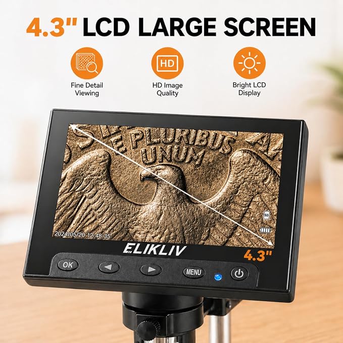Elikliv Microscope, LCD Digital Coin Microscope 1000x, Coin Magnifier - Image 2