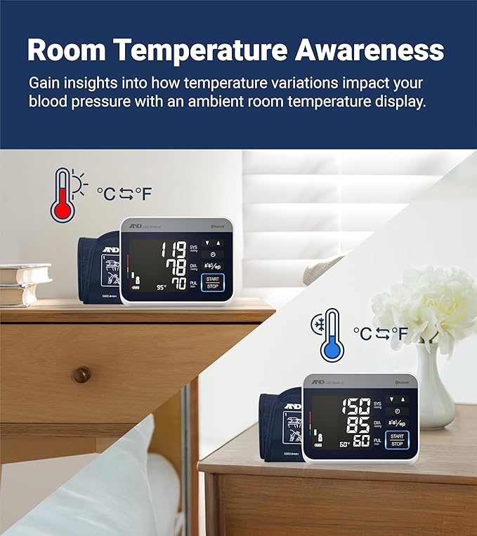 A&D Medical Precision Check Pro Blood Pressure Monitor for Home Use with Bluetooth UA-910BLE - Wide Range Cuff (8.6-16.5" / 22-42cm), 4 Users, iOS & Android Compatible, AC Adapter & Carrying Case