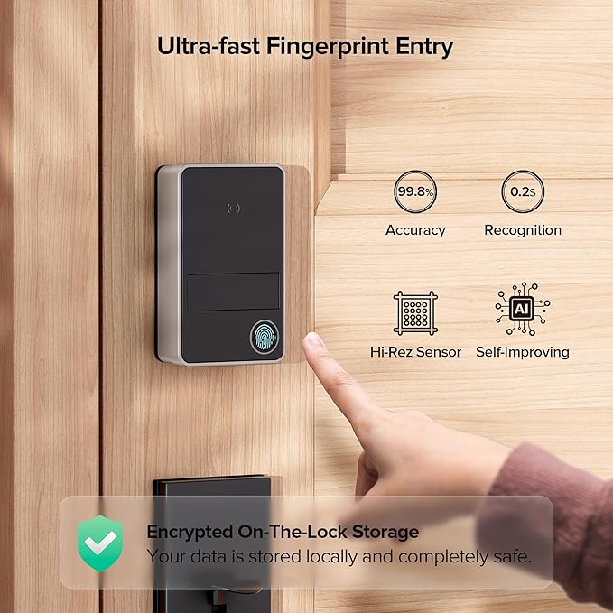 X3 Apple Home Key Door Lock Deadbolt, iOS ONLY, Smart Keyless Entry Door Lock with Fingerprint, Works with HomeKit Over Thread (Border Router), Voice/App/Remote Control, IP65 Weatherproof, Silver