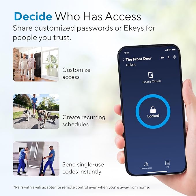 ULTRALOQ U-Bolt Smart Lock, 5-in-1 Keyless Entry Door Lock with App Control, Keypad Deadbolt, Auto Unlock, Auto Lock, Smart Door Lock, Smart Locks for Front Door, ANSI Grade 1, Black