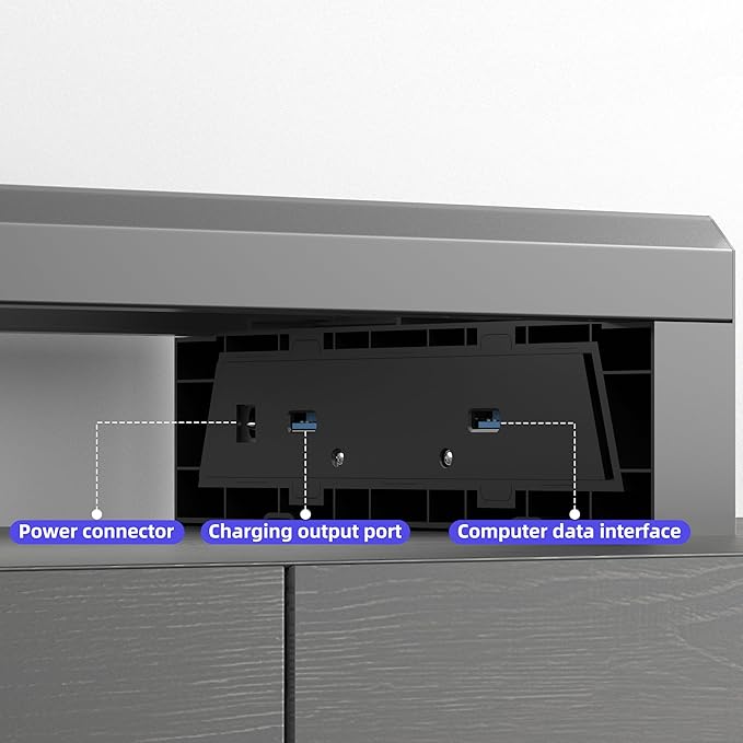 GECKOSTROLL 2-Tier Metal Computer Monitor Stand & Laptop Desk Shelf, 21.6 Inches, 22W Charging, 2 USB 3.0, 1 USB 2.0, Heavy Duty, Black, Metal
