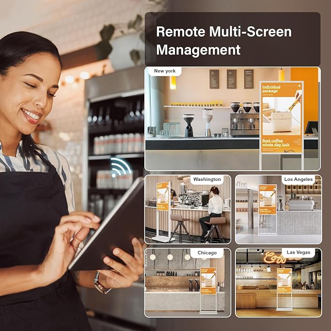 Canlarriz Digital Signage Kiosk 50 inch Digital Menu Board for Restaurants and Stores Advertising Screen 4K UHD 700 nits Ultra-High Brightness Poster Display Free Web Content Editor Android 4GB+64GB