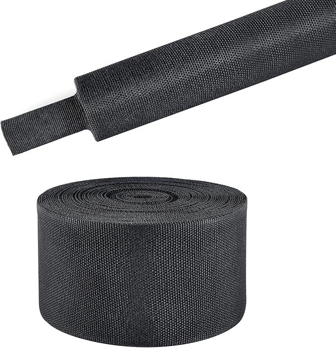 Sonoreboom 2 in 1 Heat Shrink Braided Sleeving Fabric Tubing-Ideal fit Irregular Shape Hose/Cable/Wire (45FT, 2"(50mm))