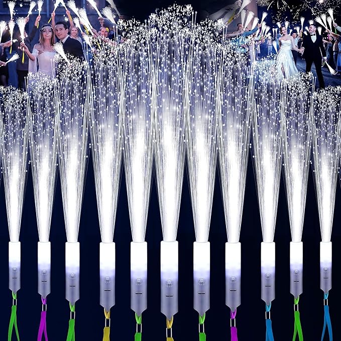 SHQDD 76 PCS White Fiber Optic Sticks, LED Fiber Wands, Fiber Optic Wand by SHQDD