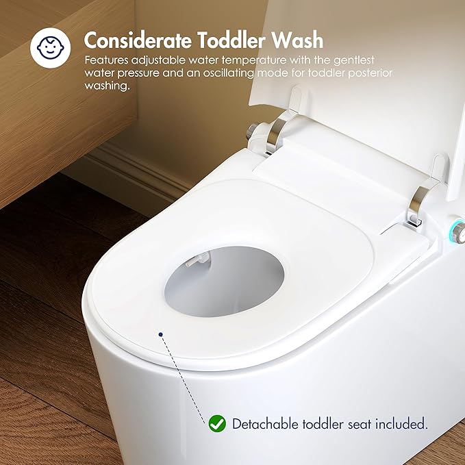 Eridanus Smart Toilet with Bidet Built in, One Piece Bidet Toilet for Bathrooms, Auto Open/Close with Digital Display, Foot Sensor Flush, Warm Water Wash & Dryer, Elongated Heated Seat, White