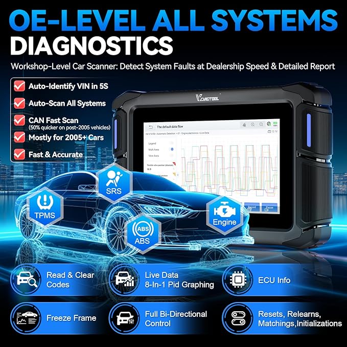 VDIAGTOOL Bidirectional Scan Tool VD70 Lite, OBD2 Scanner Diagnostic Tool with 31+ Resets, 2026 Scanner for Car, Full System Scan, CAN FD & DoIP, Free Update