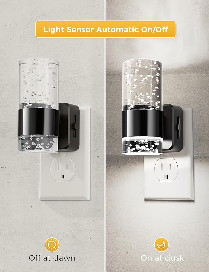 L LOHAS LED Night Light,Dimmable Night Lights Plug into Wall, 2 Pack Acrylic Nightlights with 0-100 LM Adjustable Brightness, 5000K Plug in Night Light with Dusk to Dawn Sensor, for Bathroom Hallway