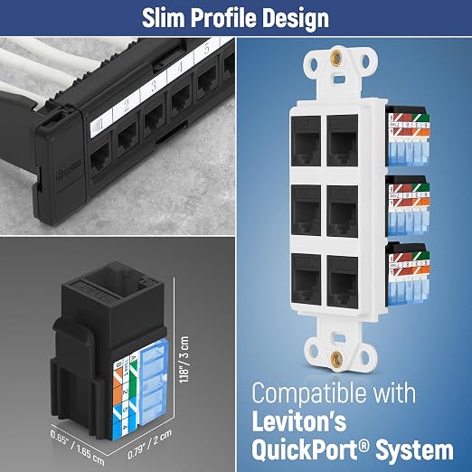 Everest 90° Angled RJ45 Cat5e Keystone Jacks 50-Pack in Black - Image 6