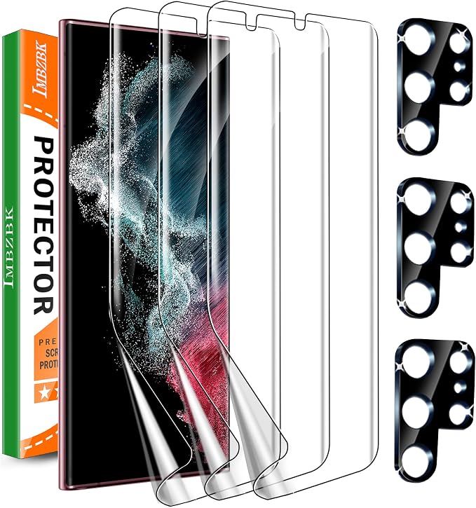 IMBZBK for Samsung Galaxy S22 Ultra 5G Screen Protector, 3 Flexible TPU Film by IMBZBK