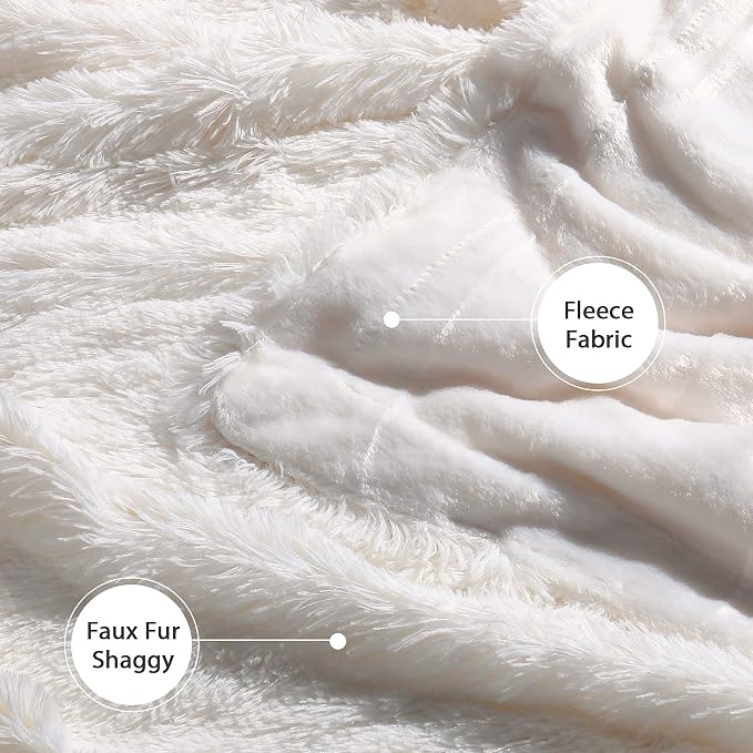 Tuddrom Decorative Extra Soft Faux Fur Blanket Twin Size 70" x 78", Solid - Image 6