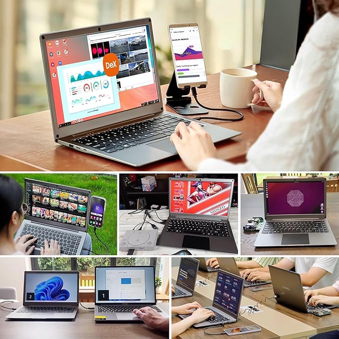 GrowCube Portable Monitor with Keyboard,14inch 1080P FHD Lapdock Compatible with Mini PC/Phone/PC/Game Console,CrowView Note with RPi5 & Jetson Adapters(Full Feature TypeC & HDMI Cable Included)
