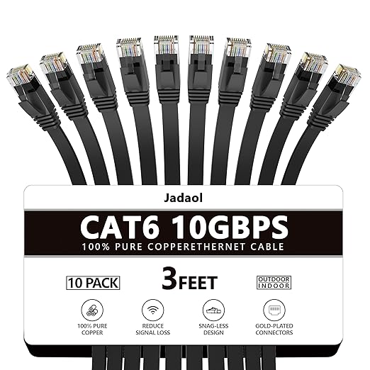 Jadaol Cat 6 Ethernet Cable 3ft 10-Pack, 10Gbps Support Cat8 Cat7 Network by Jadaol