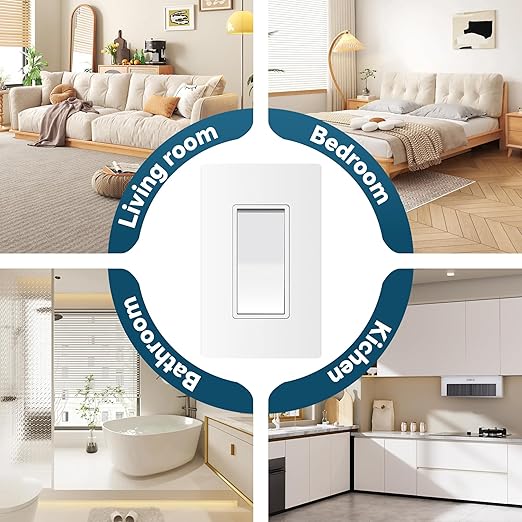 ThunderWay 3 Way Matte White Light Switch with Cover Plate, 15A 120/277 V Three Way Decorative Paddle Switches, Self-Grounding, Residential and Commercial Grade, UL Listed, 30 Pack