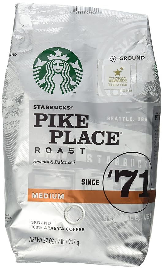 Starbucks Pike Place Roast Ground Coffee, Medium Roast (32 oz bag)