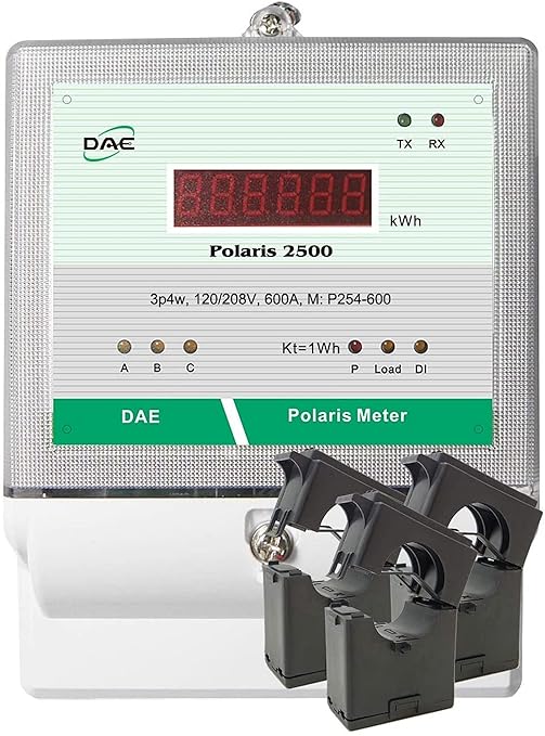 DAE P254-600 KIT, 600A, RS485, UL kWh Smart Submeter, 3 Phase, 120-480V, 3 Split Core CTs (Inner Dia. 1.38 inch)