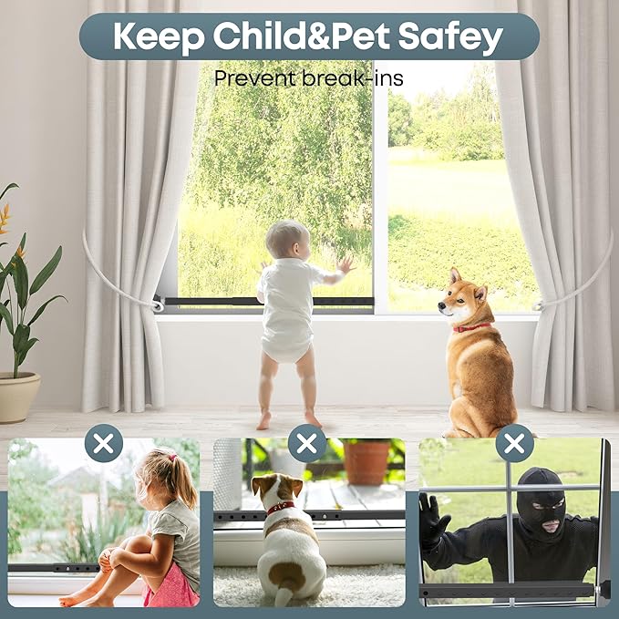 Gadgetzan Adjustable Window Security Bar,17-33 Inch Sliding Door Security Bar Lock with Rubber Base,Window Stopper for Patio Sliding Glass Door/Sliding Window/Anti-Theft/Child Safety (Black - 1 Pack)