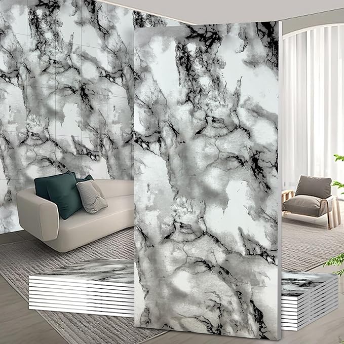 Wall Panels Peel and Stick，PVC imitation artificial marble tiles sticker，30 pcs 23.6" L x 11.8" W，Heat-Resistant Backsplash Tile，Ideal for Kitchen Bathrooms Living Rooms Bedrooms. (Nebula Gold, 30pcs)