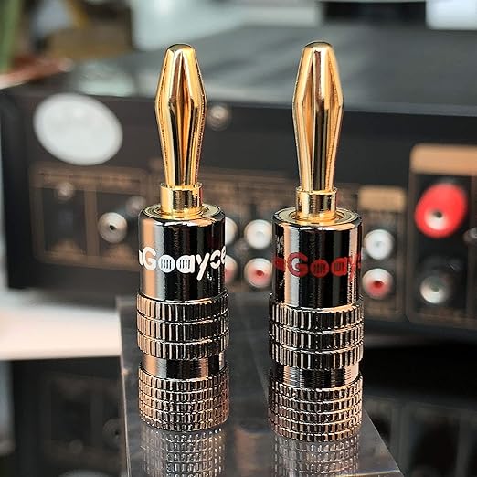 Goaycer Banana Plugs for Speaker Wire - 24K Gold Plated Banana Adapter Connector(6 Pairs/12 pcs)