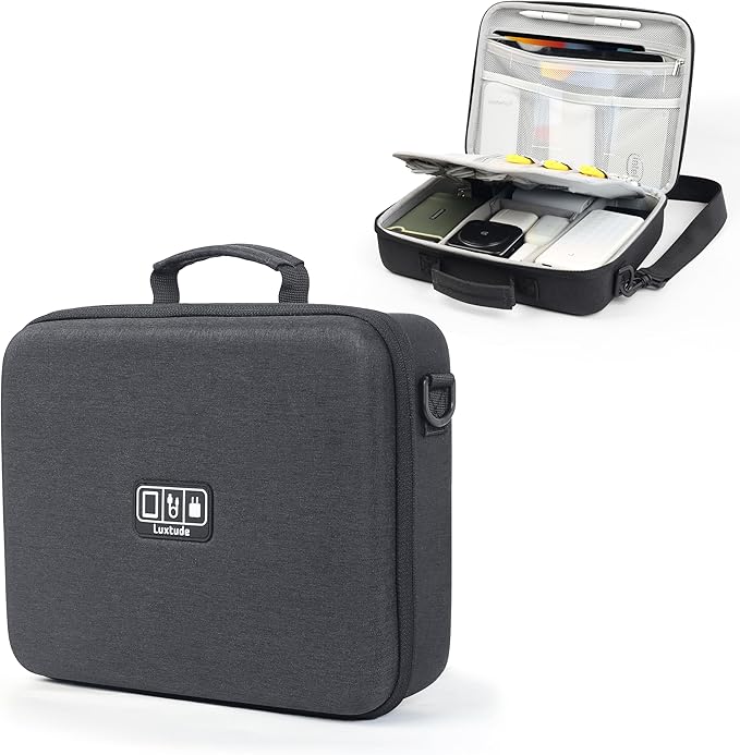 Luxtude Electronics Organizer Travel Case, Hard Case for Electronics, Hard Tech Bag (Black, Large)