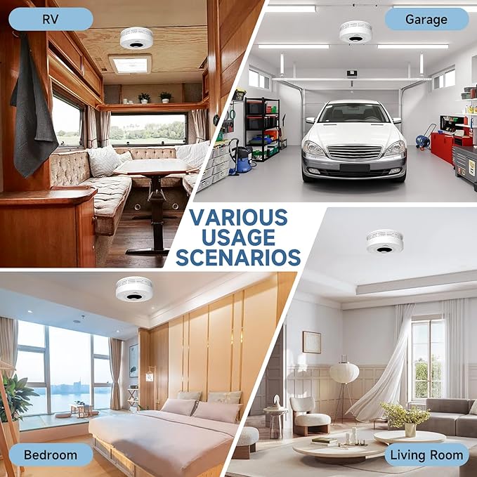 3 Pack Interconnected Smoke and CO Alarm with LCD Screen, 85dB Audible & Visual Alert, RF Sync Network, Battery Powered, Ideal for Multi-Room Setup in Home, Office, RV