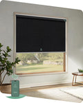 Yoolax Motorized Blinds App Control, Blackout Roller Shades for Windows, Cordless Automatic Shades Roller Window Blinds for Bedroom Living Room Office (Blackout Apex Black, 55" W x 72" H)