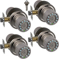 iulock Smart Door Knob with Keypad and Key,Keyless Entry Door Lock with Rubber Grip, Auto Lock,50 User Code,Waterproof, Easy to Install and Program for Bedroom(Stain Nickel Same Key 4 Pack)