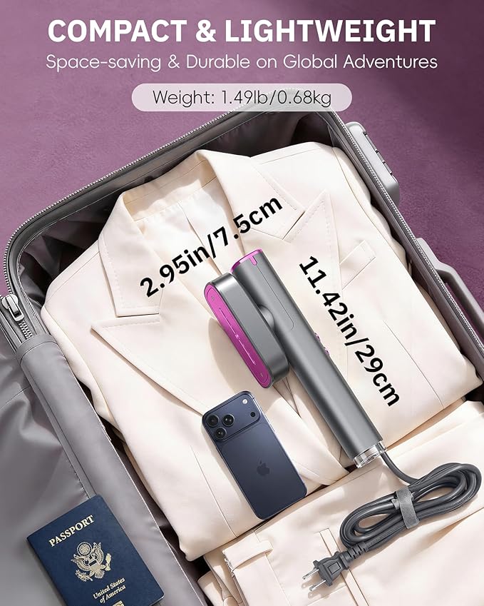OGHom Steamer for Clothes, 110-240V Travel Steamer & Iron 2 in 1, 1000W Powerful Steam, Portable Handheld Garment Wrinkle Remover, 30s Fast Heat-Up with 3-mode Steam Control, for Global & Europe
