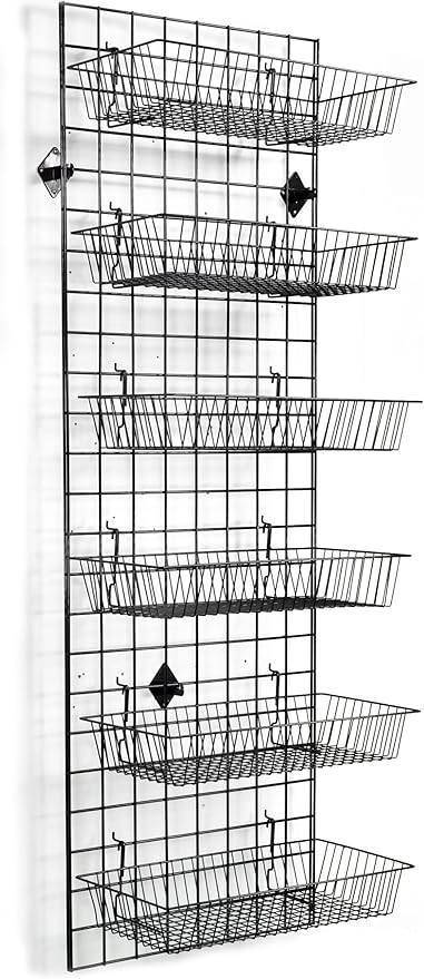 NEESEEYEE Heavy Duty Commercial Grade Gridwall Panels – Grid Panel for Any Retail Display, 2’ Width x 5’ Height, 3 Gridwall Panels Per Carton (Black Finish)