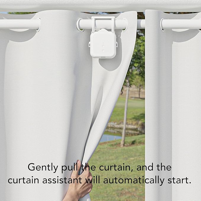 Diydeg Smart Curtain Motor, Solar Powered APP Remote Control Automatic Curtain Opener for Roman Rod U Track I Beam, with Voice Assistant Home Compatibility