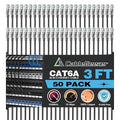 CableGeeker Patch Cables Cat6a 3ft Slim, Cat6 Ethernet Patch Cable 10G Support by CableGeeker