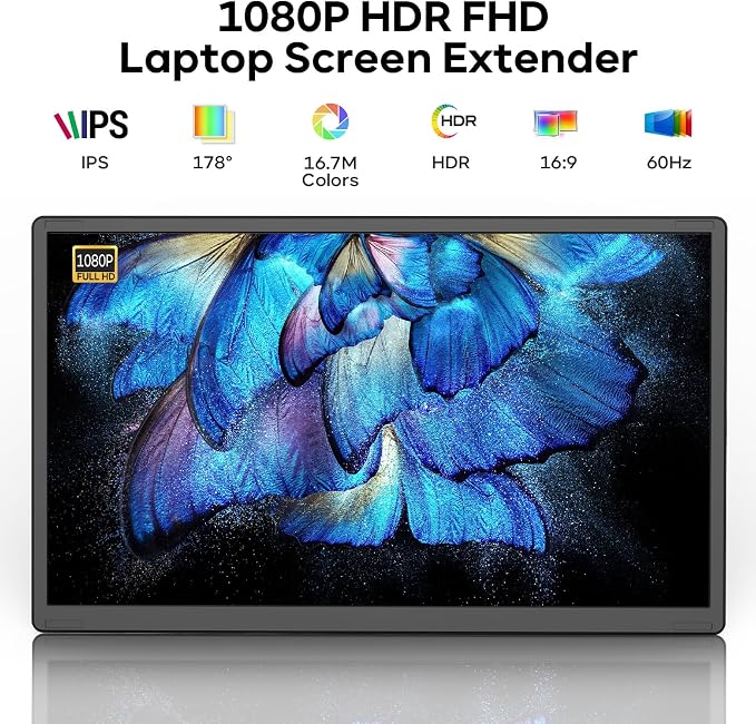 Laptop Screen Extender, 15.6'' 1080P FHD Laptop Monitor Extender - Image 2