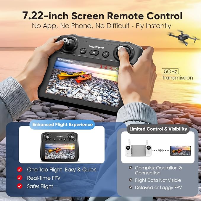 GPS Drone with EIS 2K Camera for Adults, 7.22 inch Screen on Remote Controller - Image 2