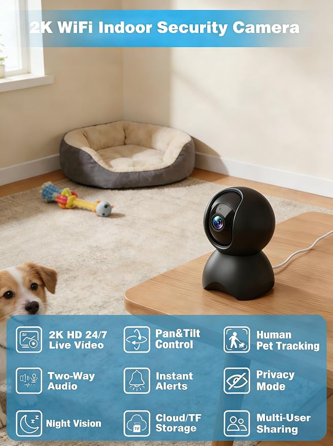 2K 5G Indoor Security Camera, No Subscription AI Baby Monitor - Image 2