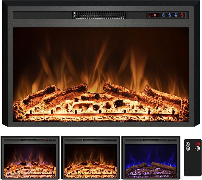 Electric Fireplace, 40" Electric Fireplace Inserts, Recessed Fireplace Heater with Remote Control, Adjustable Flame Colors, Timer&Overheating Protection, 750/1500W