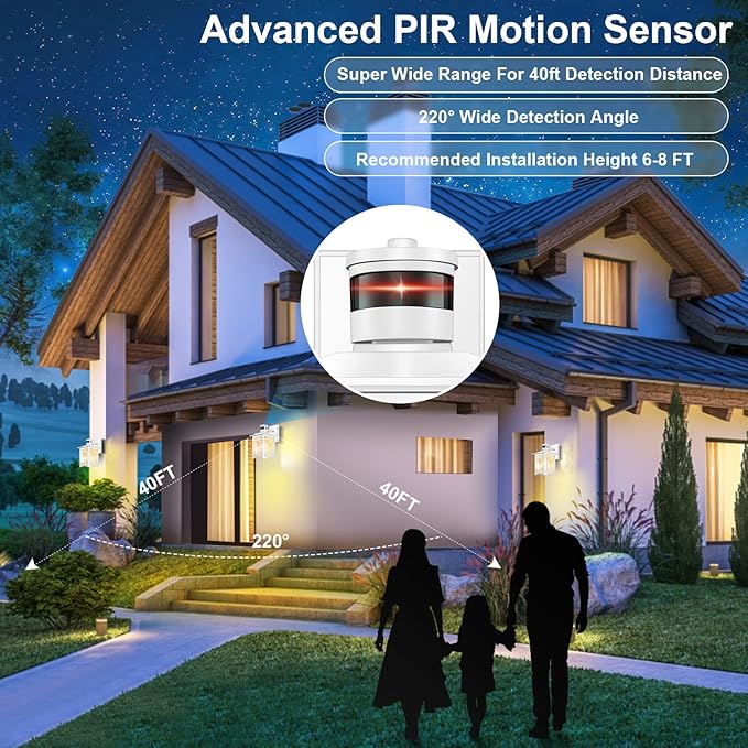 XANGQAN Motion Sensor Outdoor Wall Lights White Dusk to Dawn Light Fixture for House Porch Patio
