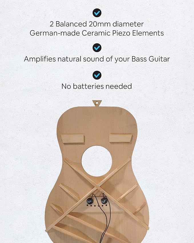Journey Instruments Passive Piezo Bass Pickup – EP002K Two Balanced German-made Passive Pickup Elements – Piezo Pickup for Bass Guitars (Ceramic)