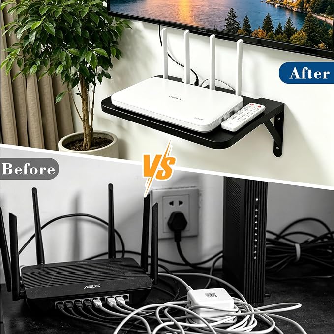 Floating Projector Shelf, Router Wall Mount Wood Shelf, Projector Mount Rack - Image 5