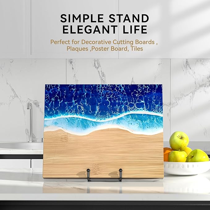 IPAME 10 Inch Large Plate Stands for Display - Metal Plate Holder Display Stand + Small Easels Picture Stand for Book, Platter, Plaque, Photo Frame, Tabletop Art (2 Pack)