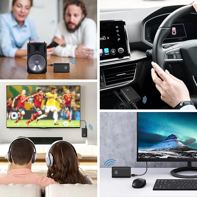 Ankilo Aux Bluetooth Adapter for Car, Upgraded Bluetooth 5.3 Transmitter Receiver, Portable Wireless Adapter, 2-in-1 Aux Audio Receiver for Laptop, Radio, Headphones, Speakers, TV