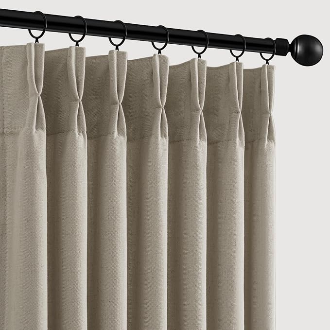 Memory Trained Pinch Pleated Curtains 92 Inches Long, Viral Linen Pinch Pleat by ANRODUO