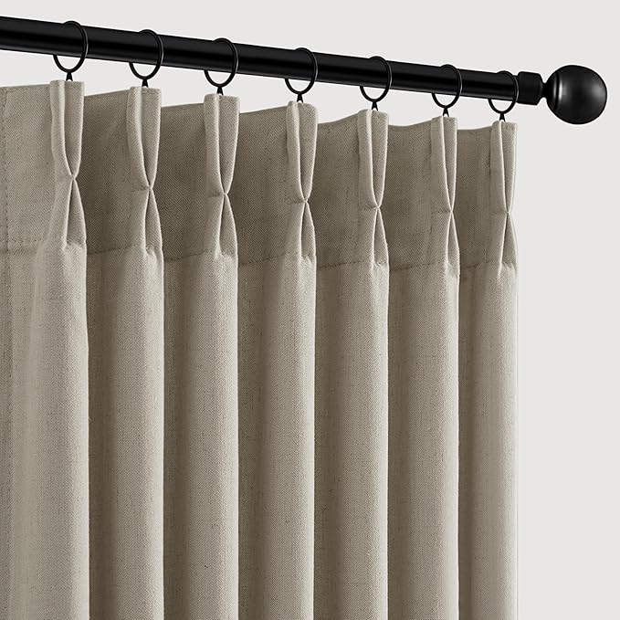 Memory Trained Pinch Pleated Curtains 84 Inches Long, Viral Linen Pinch Pleat by ANRODUO