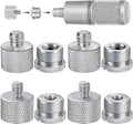 IXTECH Mic Stand Adapter Set - 8 Piece Metal Tripod Adapter Kit - 5/8 Female to 3/8 Male & 1/4 Female to 5/8 Male - ADP02A Silver