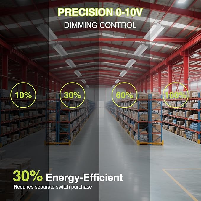 YXL LED Linear High Bay Shop Light 210W, Larger Central Lighting Area, 31500LM, 120-277V, 0-10V, 5000K, Commercial Linear High Bay Led Shop Lights for Warehouse Industrial Garage Workshops, UL