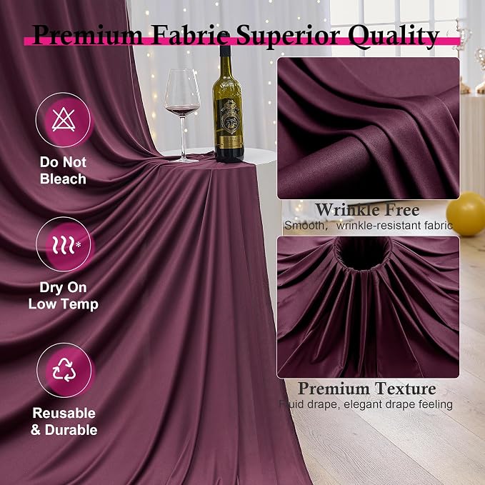 12ft x 10ft Burgundy Backdrop Curtains - Image 2