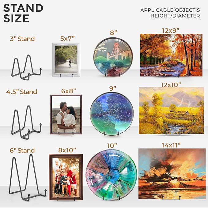 TR-LIFE 3 Pack 4.5 Inch Plate Stands for Display - Easel Holder Stand for Picture Frame, Decorative Platter, Book, Photo