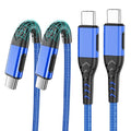 Durcord USB C Charger Cable Fast Charging, 2Pack 60W 10ft USB C to USB C Cable for Android Phone Pad, Type C to Type C Charger Braided USB Cable Compatible with iPhone 15 Pro/Plus/Max Blue