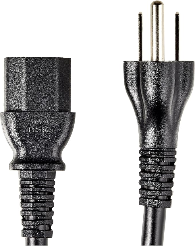 Amazon Basics PC Power Cord, 15 feet, AC Power Cord for Monitor, Computer, TV, 3 Prong, 18 AWG, 125 Volts, Black