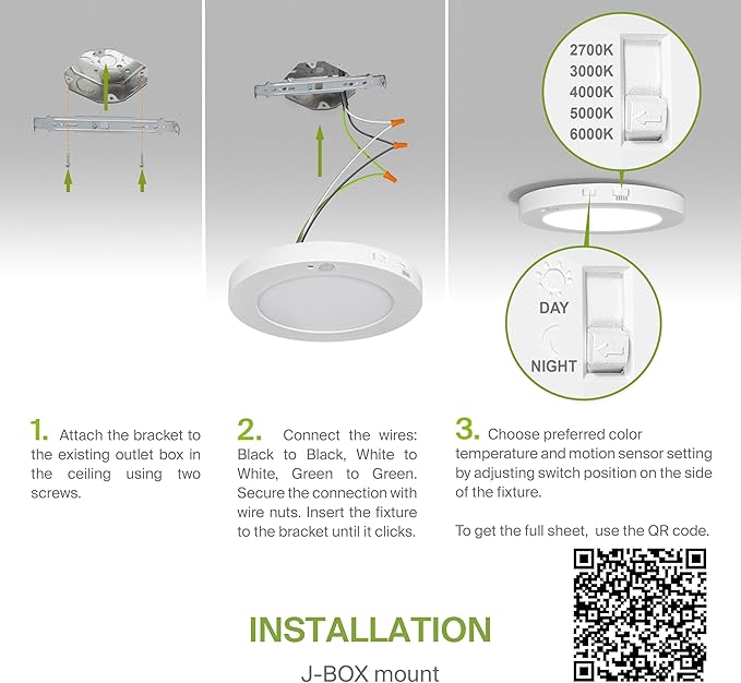 ASD LED 9" Round Flush Mount Ceiling Light Fixture, Low Profile Surface Lighting | 5CCT, Motion Sensored, Ultra-Thin, ETL Listed | 15W 1300LM 2700-6000K 120V | Kitchen, Hallway Lamp | White, 12 Pack