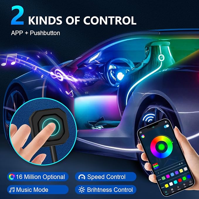 Dreamcolor Acrylic Interior Car Lights, 14 in 1 RGB LED Strip Lights - Image 3