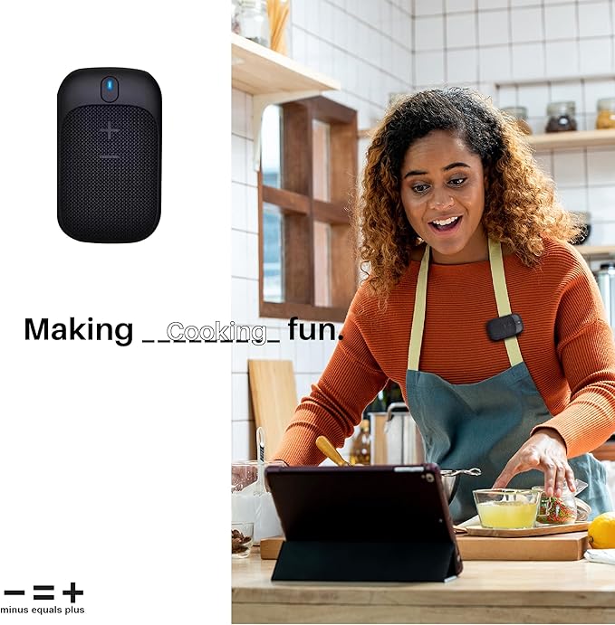 MINUS EQUALS PLUS - = + Golf Speaker/Wireless Wearable Bluetooth Speaker/Portable/Clip on/Up to 18hrs of Battery Life/Built-in Mic for Hands-Free Music and Calls/Water Resistant/Modern Design (Black)